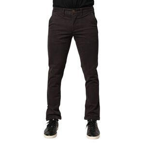 Sun68 Dark Brown Cotton Stretch Skinny Mid Waist Men Trouser Men's Pants